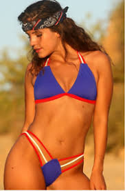 Details About Ujena Women S Swimwear Strappy Red White And Blue Bikini Sexy Swimsuit N280 Nwt