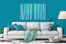 canvas tree wall art turquoise blue