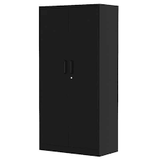 black locking metal storage cabinet