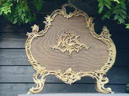 Antique French Fireplace Screen Brass