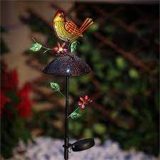 Multi Color Metal Bird Solar Garden Stakes