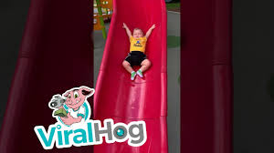 Why you really shouldn't let your kid go down the slide on your lap. Baby Slips Slowly Down Slide Viralhog Youtube