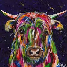 Colorful Highland Cow Animals Paint