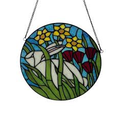 Garden Round Stained Glass Window Panel