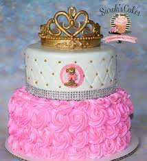 Pink Princess Cake With Pink Buttercream Rosettes Princess Birthday  gambar png