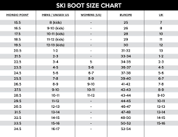 ski boot sizing chart the ski monster