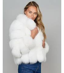 Diva White Fox Fur Jacket With Vertical