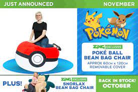 Zing Pop Culture Australia - What's round, super comfy and red & white all  over? The Zing Exclusive Pokémon Poké Ball Bean Bag Chair coming in  November of course! 😍 Gotta couch