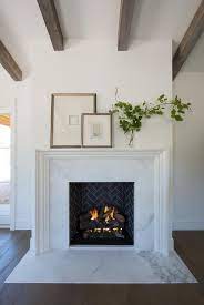 Beveled Fireplace Mantel With White