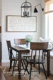 It features three shelves in the table to stow away any small dining essentials. New Breakfast Nook Chairs The Wood Grain Cottage Dining Room Small Small Dining Room Decor Farmhouse Dining