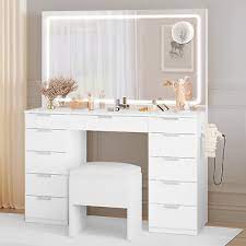 vanity set makeup table with large led
