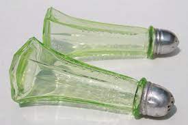 Vintage Green Depression Glass Salt And