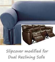 dual reclining sofa slipcover blue