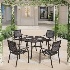 5pc Outdoor Dining Set With Metal Slat