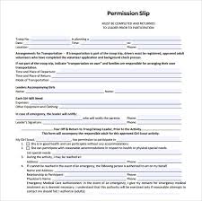 Examples Of Permission Slips