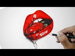 drawing realistic lips with strawberry