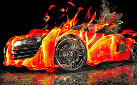 red ford mustang 3d car fire wallpaper