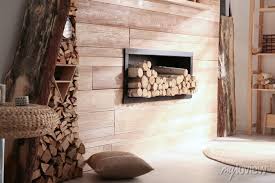 Decorative Fireplace With Stacked Wood