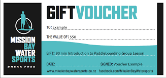 Gift Voucher Example Mission Bay Watersports