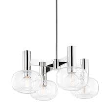 Mitzi By Hudson Valley Lighting Harlow 4 Light Polished Nickel Chandelier With Shade H403804 Pn The Home Depot