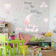 Elephant Wall Stickers Pink Moon Hot