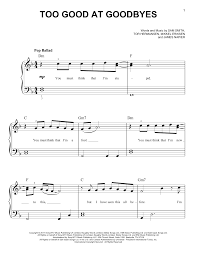 Auto playing instrument directly plays the instrument for you. Sam Smith Too Good At Goodbyes Sheet Music Pdf Notes Chords Pop Score Big Note Piano Download Printable Sku 251350