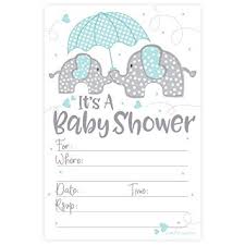 Blue Elephant Boy Baby Shower Invitations 20 Count With Envelopes