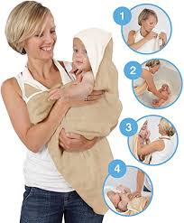 Some mothers like to buy a longer towel, so that the bottom half can be folded over, to form a nice, snug pouch for their babies. The Original Cuddledry Hands Free Baby Apron Bath Towel Oatmeal Cuddledry Amazon Co Uk Baby Products
