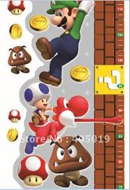 Dm S005 Super Mario Wall Sticker Cartoon Height Scale Paste