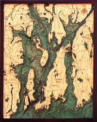 Narragansett Bay Newport 3 D Nautical Wood Chart 24 5 X 31
