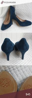 Vince Camuto Blue Suede Heels Size 34 1 2 Gently Owned