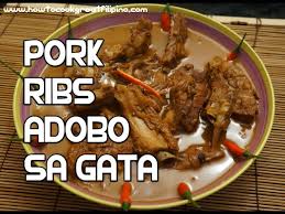 filipino food pork ribs adobo sa gata