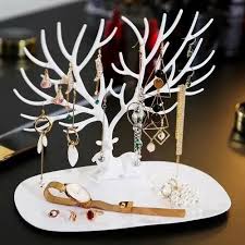 plastic white tree shape jewelry holder