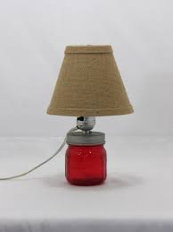 Small Red Pint Jar With Burlap Shade