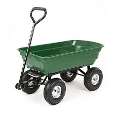 green 4 wheel tipping garden cart 75l