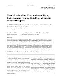 Pdf Correlational Study On Hypertension And Dietary Regimen