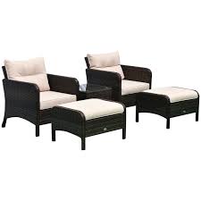 Outsunny 5 Piece Rattan Wicker Outdoor