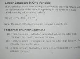 Linear Equations In One Variable The