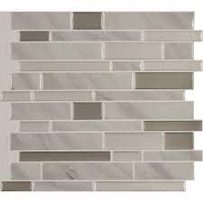 Get free shipping on qualified bathroom tile backsplashes or buy online pick up in store today in the flooring department. Stick It Tiles Peel And Stick Backsplash Shiny Grey Marble Tile 11 25 Inch X 10 Inch 4 The Home Depot Canada
