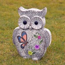 owl garden ornament stone effect 36cm