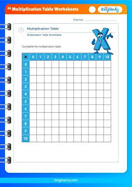 multiplication table worksheets for