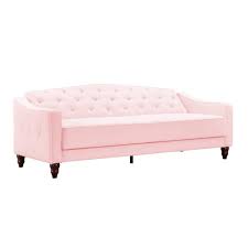 pink velvet tufted sofa sleeper