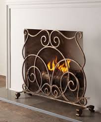 Curved Scroll Fire Screen Antiqued