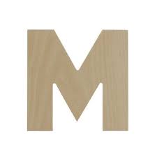Wooden Letter M 8 Inch Unfinished Wood