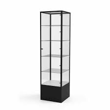 Black Tower Display Case With Glass