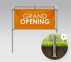 in ground banner signs frames in