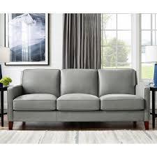 west park 3 seater light grey leather