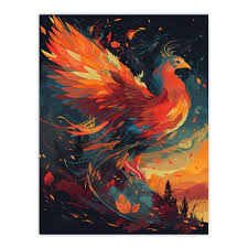majestic phoenix bird spreading wings