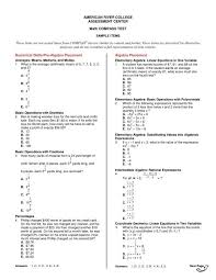 Math Placement Sample Test American