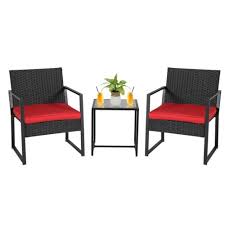 3 Pieces Pe Rattan Wicker Chairs